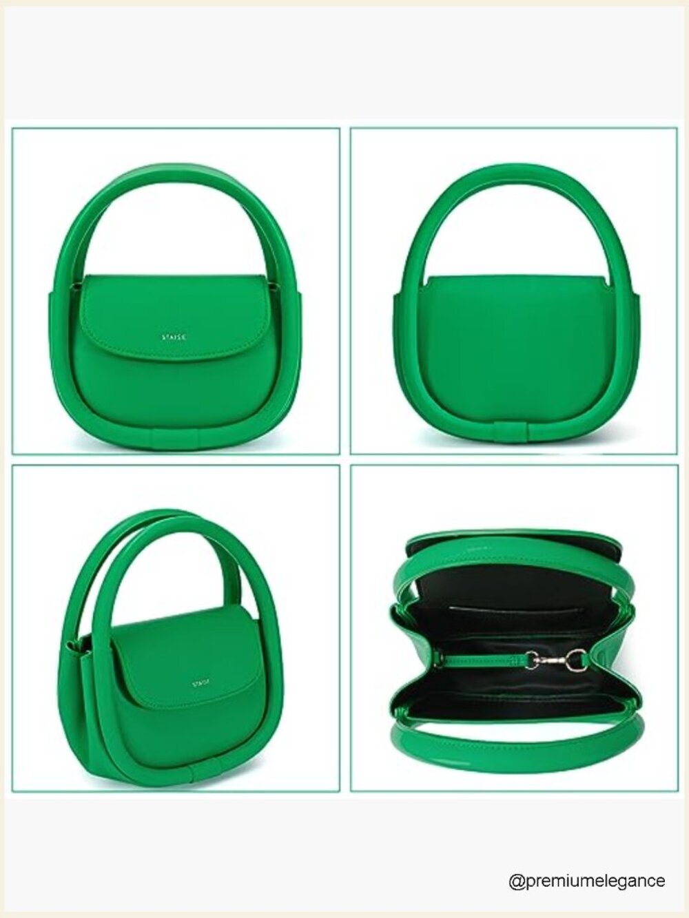 Trendy Mini Crossbody Top Handle Bag Vegan Leather Purse - Picture 5 of 7